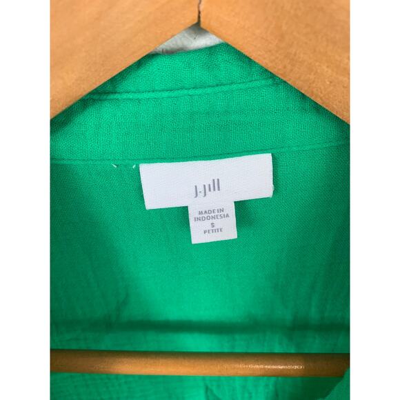 J. Jill Women's Button-Up Shirt Long Sleeves Cotton Regular Fit Green Size Small - Picture 2 of 5